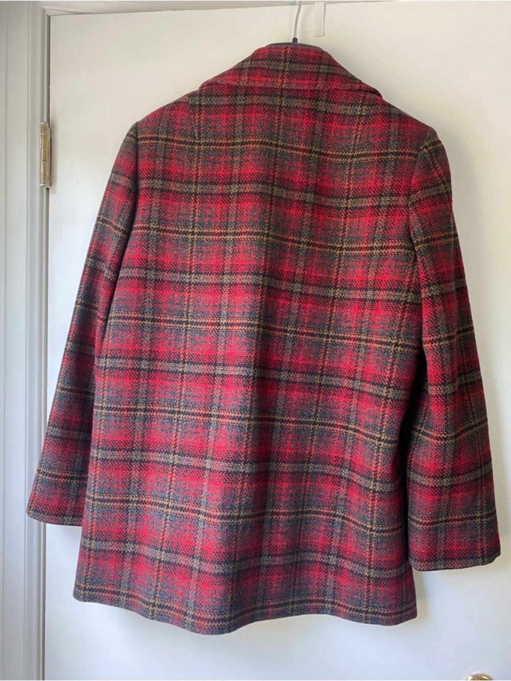 Pendleton Red Plaid Wool Pea Coat - Picture 2 of 6